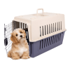 Plastic Cat & Dog Carrier Cage with Chrome Door Portable Pet Box Airline Approved, Medium