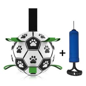 Dog Toys Interactive Pet Football Toys With Grab Tabs Dog Outdoor Training Soccer Pet Bite Chew Balls For Dog Accessories (type: football with pump set)