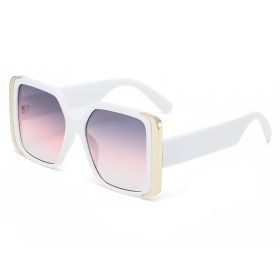 New cross-border fashion big frame retro square sunglasses women's personality outdoor sports street photography men's sunglasses (colour: White frame tricolor slice, size: Wholesale of manufacturers)