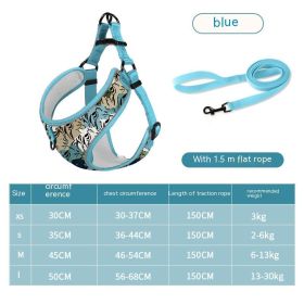 Pet Hand Holding Rope Vest-style Dog Reflective Explosion-proof (Option: Tiger Skin Blue Suit-S)