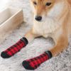 Chrismas Anti-Slip Dog Socks; Waterproof Paw Protectors with Reflective Straps Traction Control for Indoor & Outdoor Wear; 4pcs