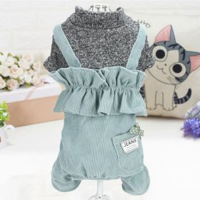 Pet Clothes Dog Four-legged Pet Clothes (Option: Lace Suspender Pants Blue-M)