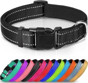 Adjustable Reflective Nylon Webbing Dog Collar (Option: Black-M)